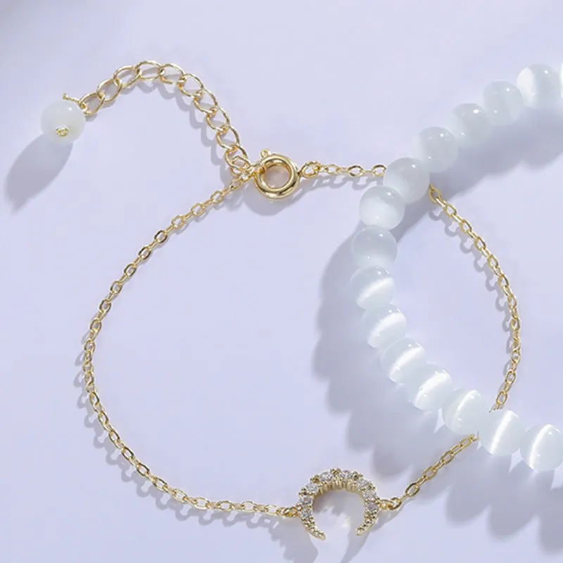 Fortune's Favor Sterling Silver Opal Bracelet with Minimalist Korean Design for Female Students