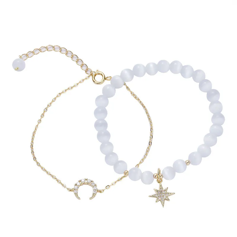 Fortune's Favor Sterling Silver Opal Bracelet with Minimalist Korean Design for Female Students