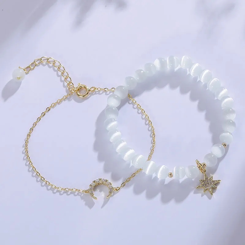 Fortune's Favor Sterling Silver Opal Bracelet with Minimalist Korean Design for Female Students