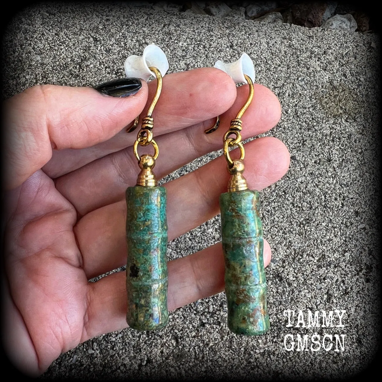 Fossilized coral earrings-Ear hangers