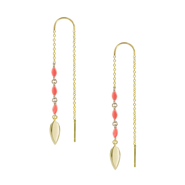 Free Spirit Ear Threaders in Coral Enamel