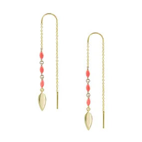 Free Spirit Ear Threaders in Coral Enamel