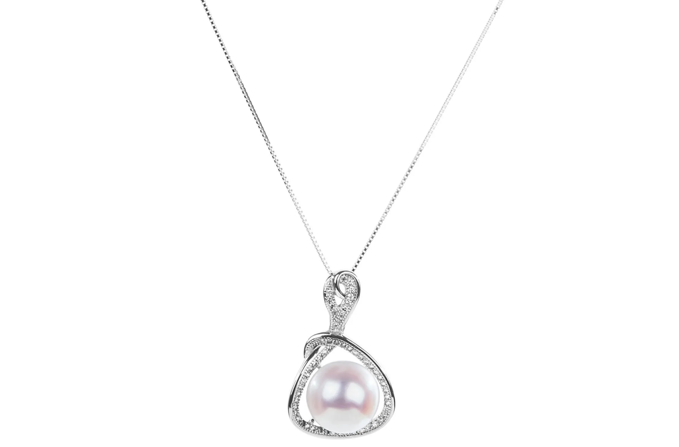 Freshwater Pearl Pendant and Sterling Silver (925) Chain Necklace 12mm