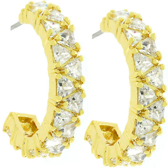 Freya Trillion Cut Gold Hoop Earrings | 4.5ct | 18k Gold