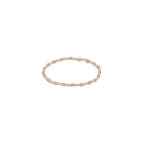 Gemstone Gold Sincerity Pattern 3mm Bead Bracelet - Pink Opal