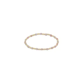 Gemstone Gold Sincerity Pattern 3mm Bead Bracelet - Pink Opal