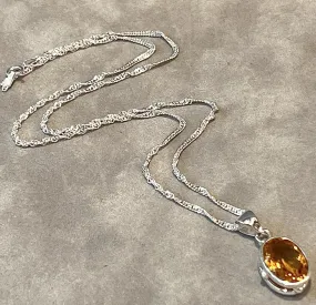 Genuine Citrine Gemstone Pendant Necklace