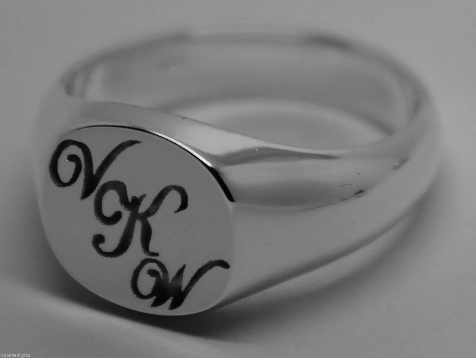 Genuine Solid New Sterling Silver Oval Signet Ring Engraved With Your Initials.