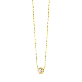 Gold Ball with Diamond on a Ball Chain Necklace