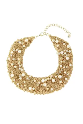 Gold Crochet Necklace with Pearls