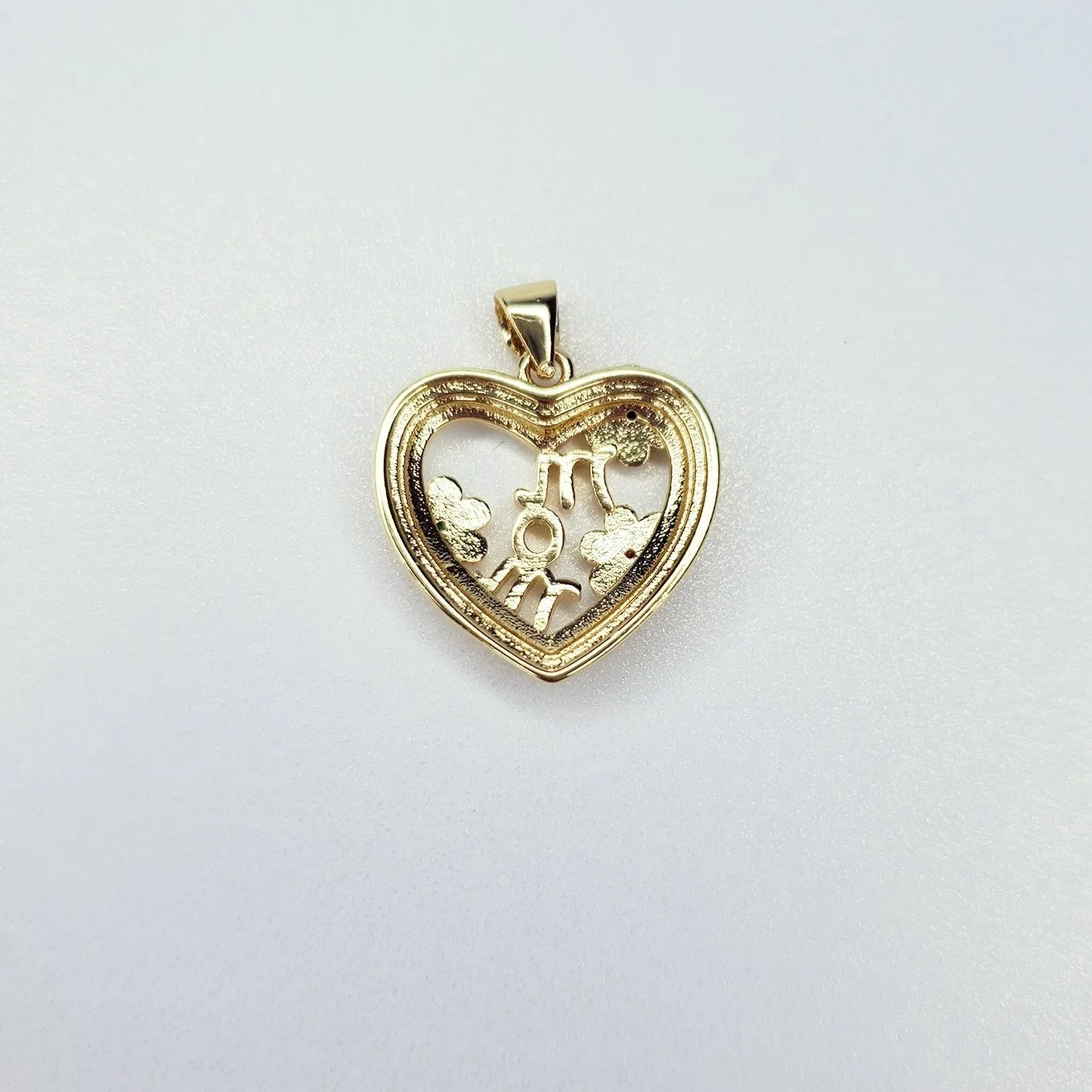 Gold Filled Floral Heart Mom Charm