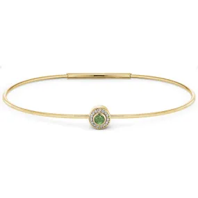 Gold Finish Finish Sterling Silver Round Simulated Peridot Birth Gem Bracelet with Simulated Diamonds