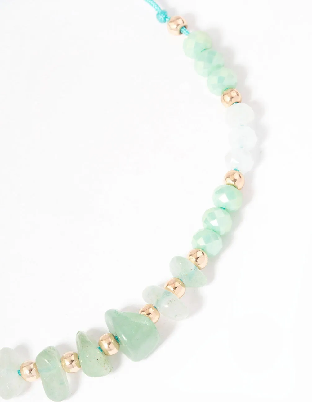 Gold Green Aventurine Mixed Station Toggle Anklet