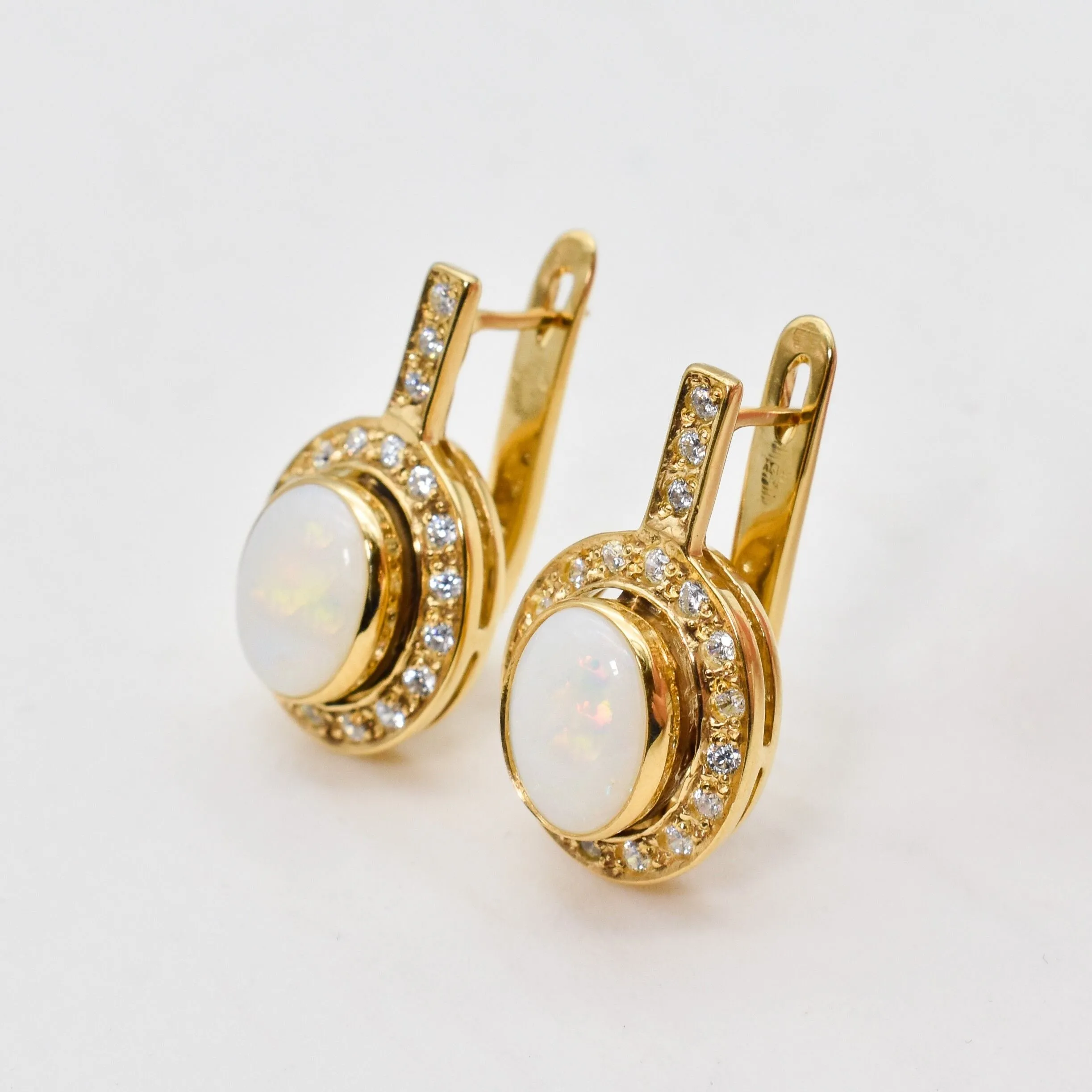 Gold Opal Earrings - Vintage Drop Earrings - White Bridal Earrings