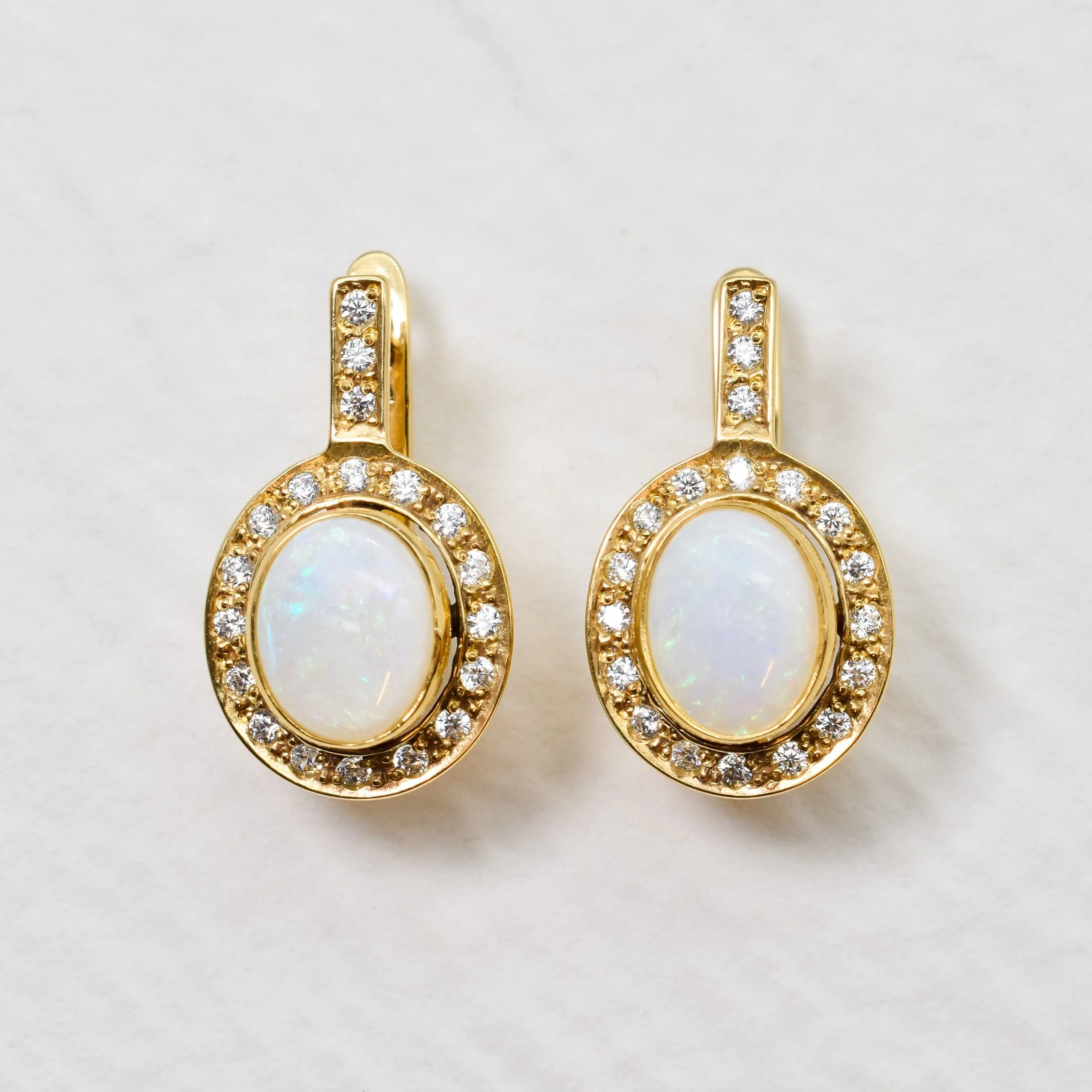 Gold Opal Earrings - Vintage Drop Earrings - White Bridal Earrings