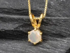 Gold Opal Pendant - Fire Opal Necklace - Dainty White Necklace