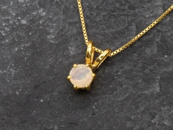 Gold Opal Pendant - Fire Opal Necklace - Dainty White Necklace