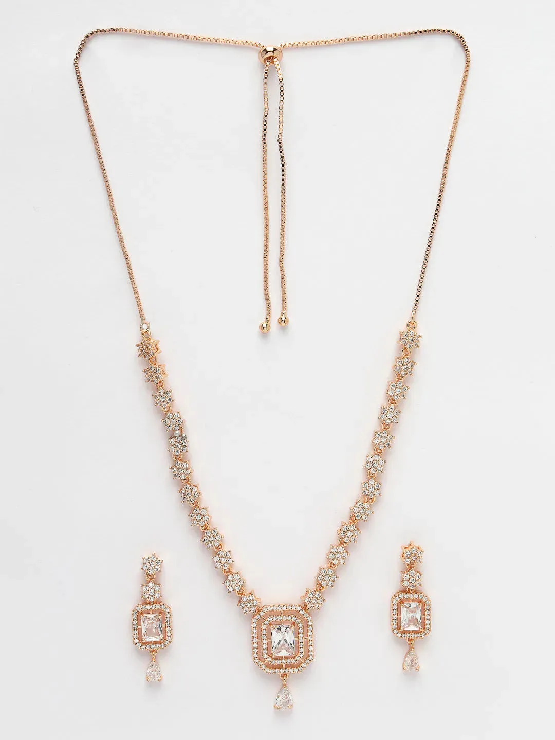 Gold-Plated American Diamond Studded Handcrafted Jewellery Set