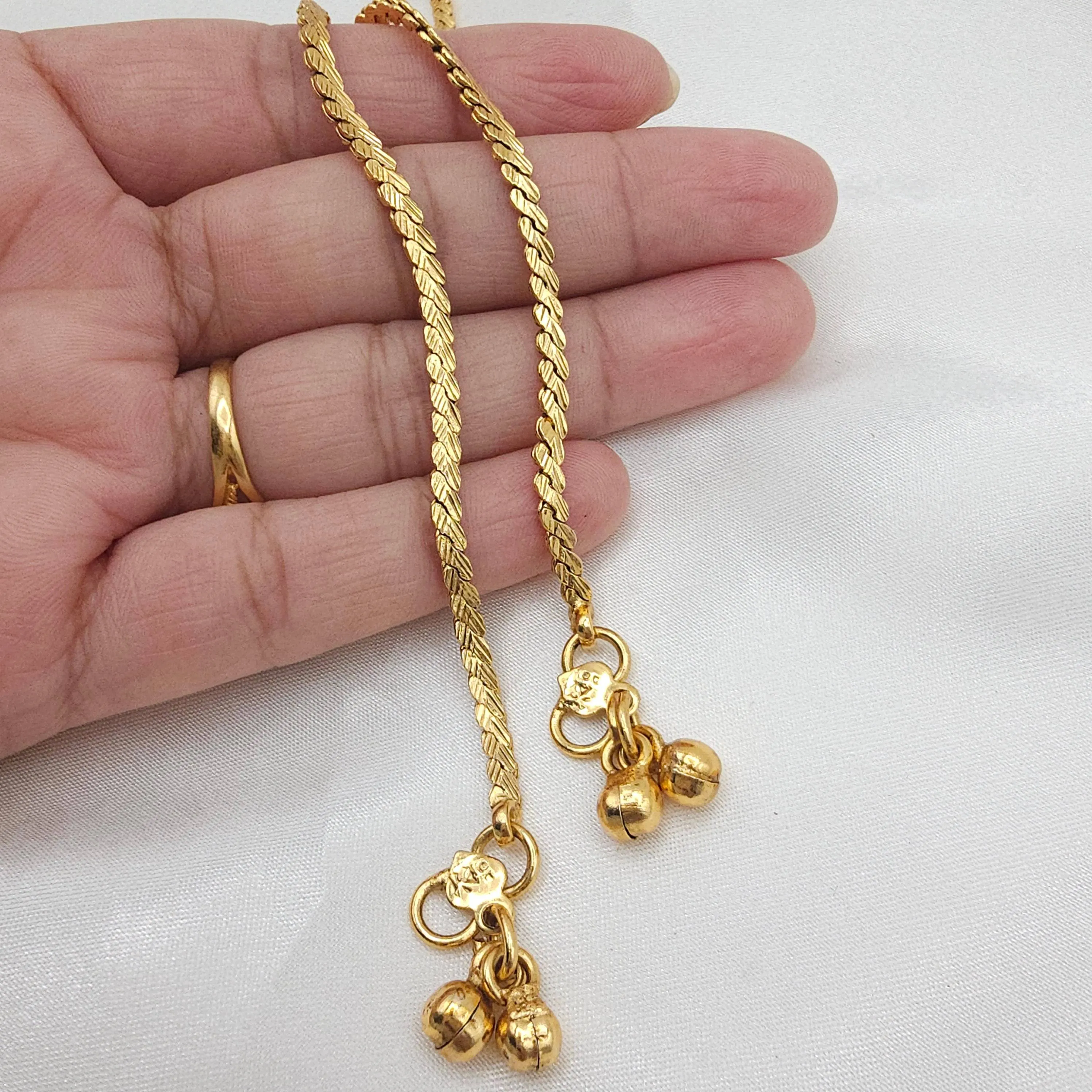 Gold Plated Breaded Chain Anklets