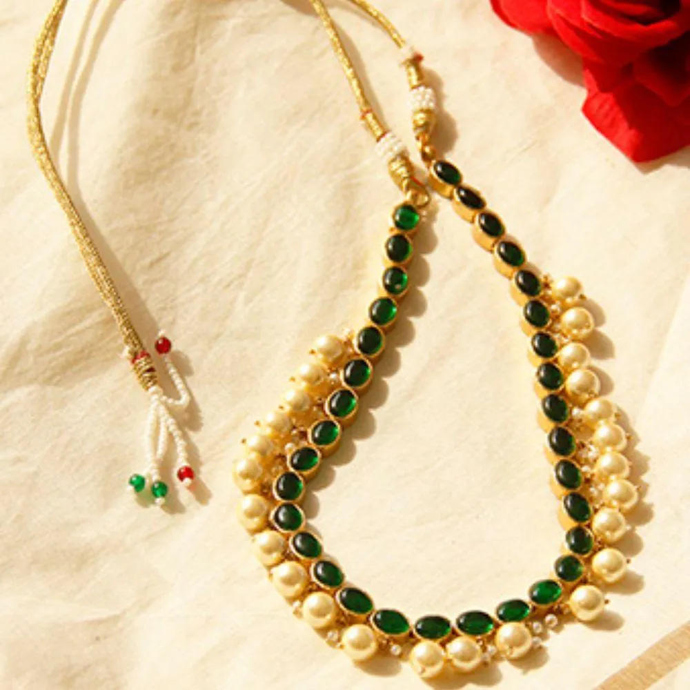 Gold Plated Green Spinel Necklace