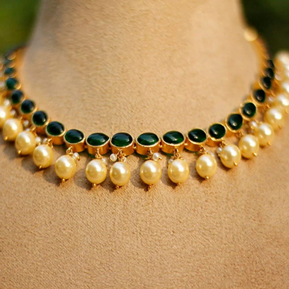 Gold Plated Green Spinel Necklace