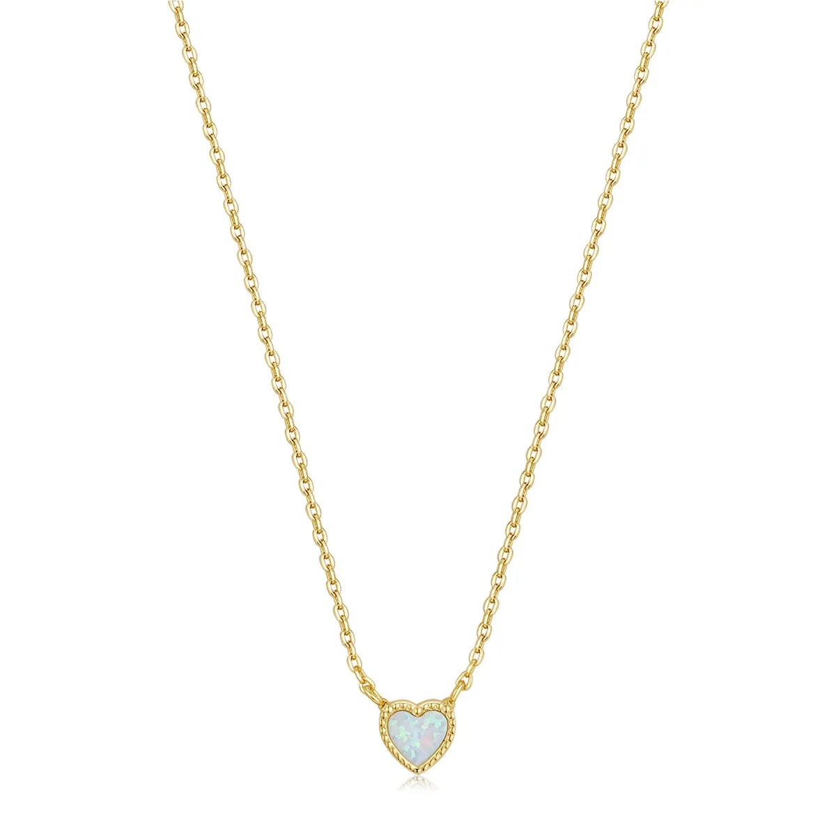 Gold Plated Micro Opal Heart Necklace