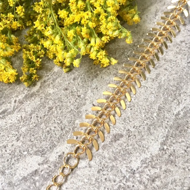 GOLD SKELETON LEAF CHAIN LINKED ANKLET / ANKLE BRACELET