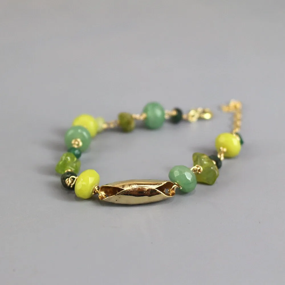 Green Multi Stone Chain Bracelet