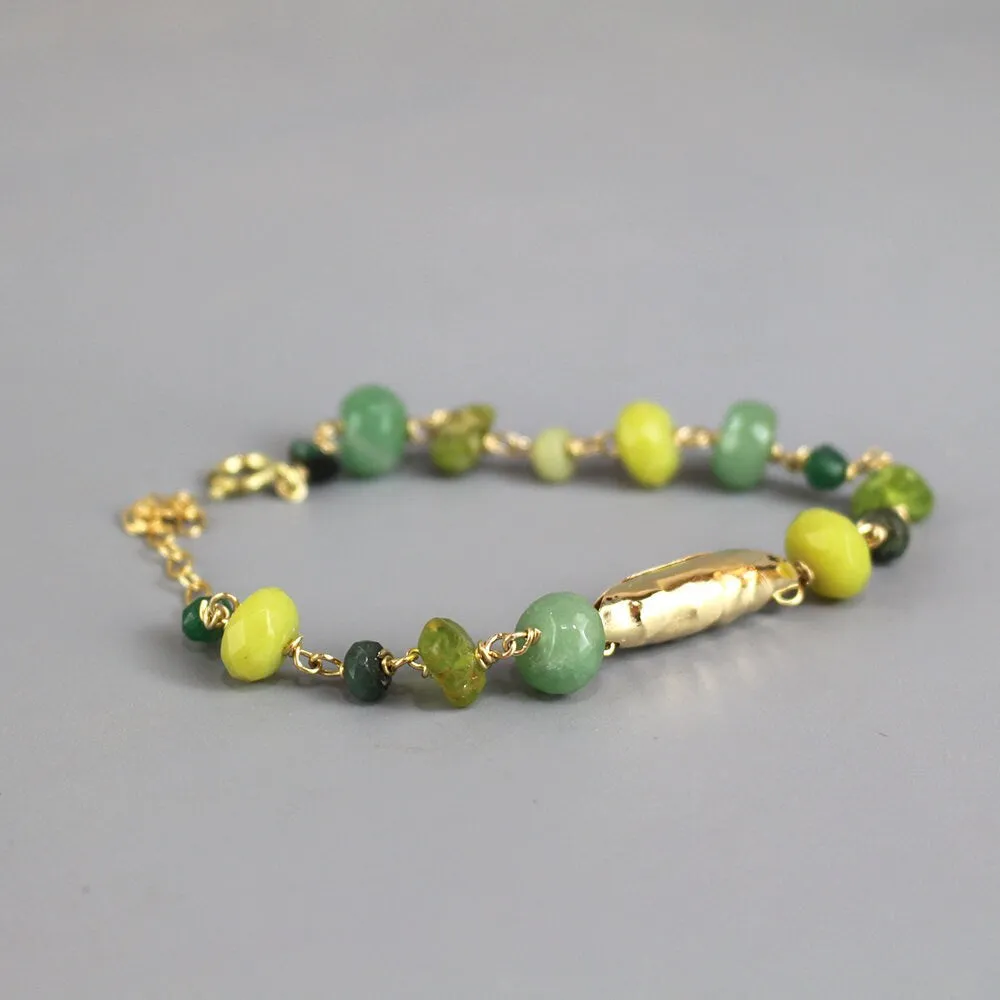 Green Multi Stone Chain Bracelet