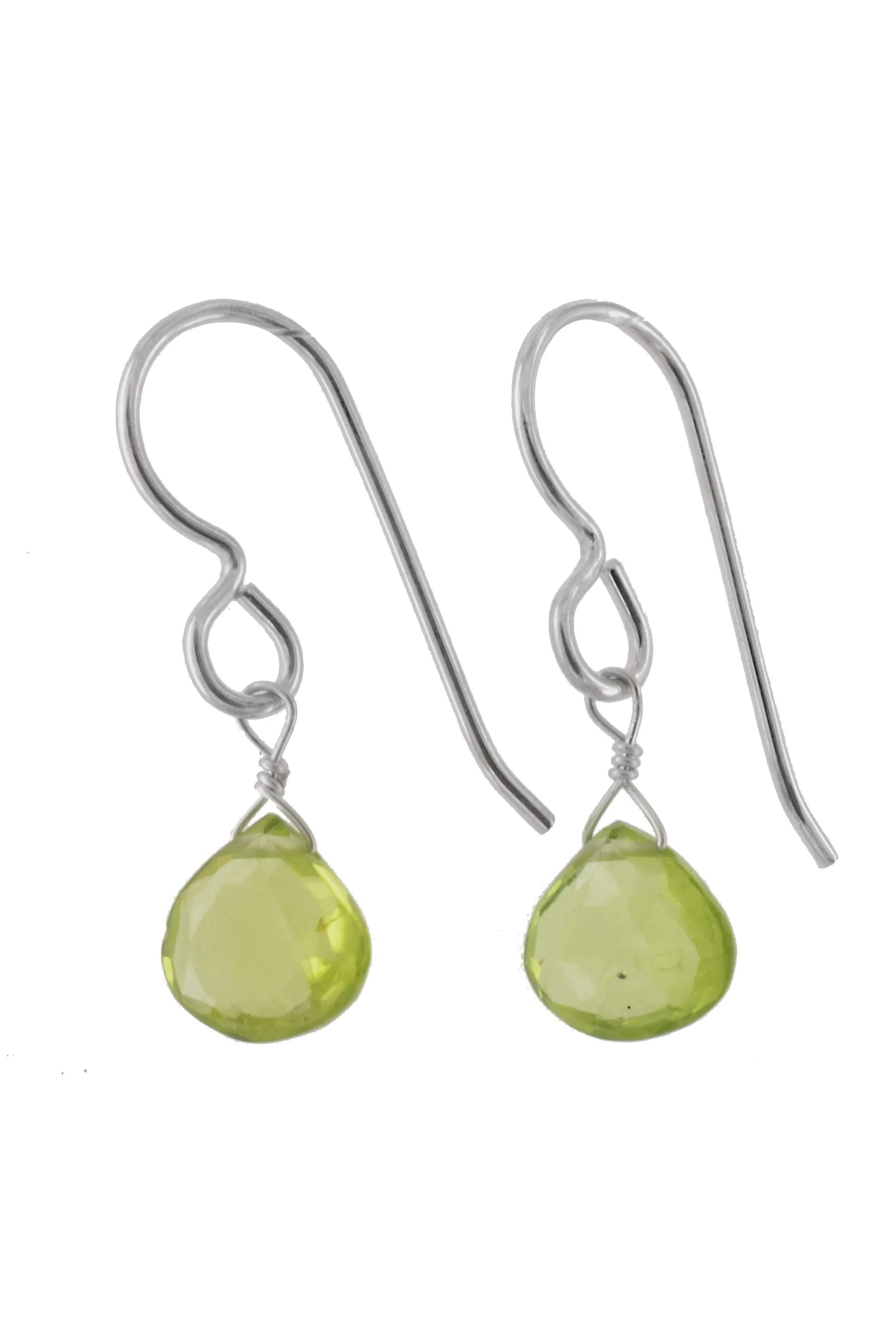 Green Peridot, August Birthstone Gemstone Silver Earrings