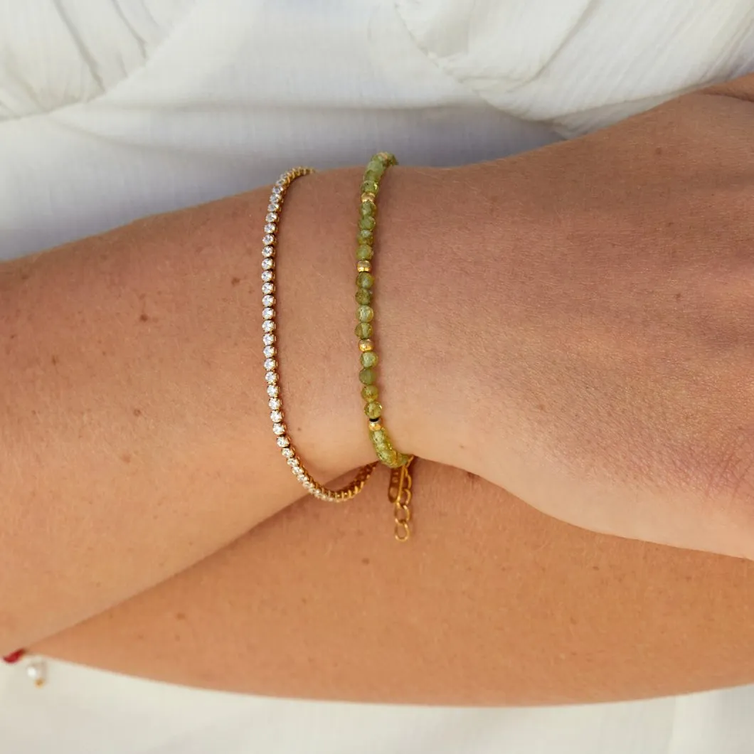 Green Peridot Bead Bracelet