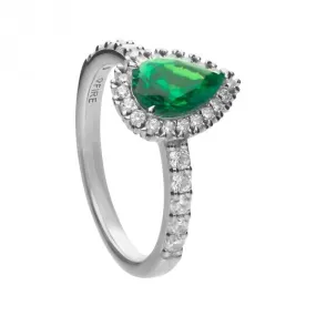 Green Teardrop Pave Surround Ring R3780