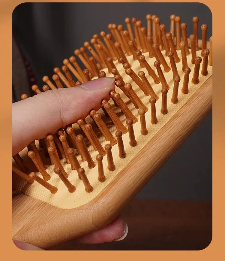 Hair brush with bamboo bristles, smooth hair tail comb, natural eco-friendly hair brush, massage scalp dry hair brushes