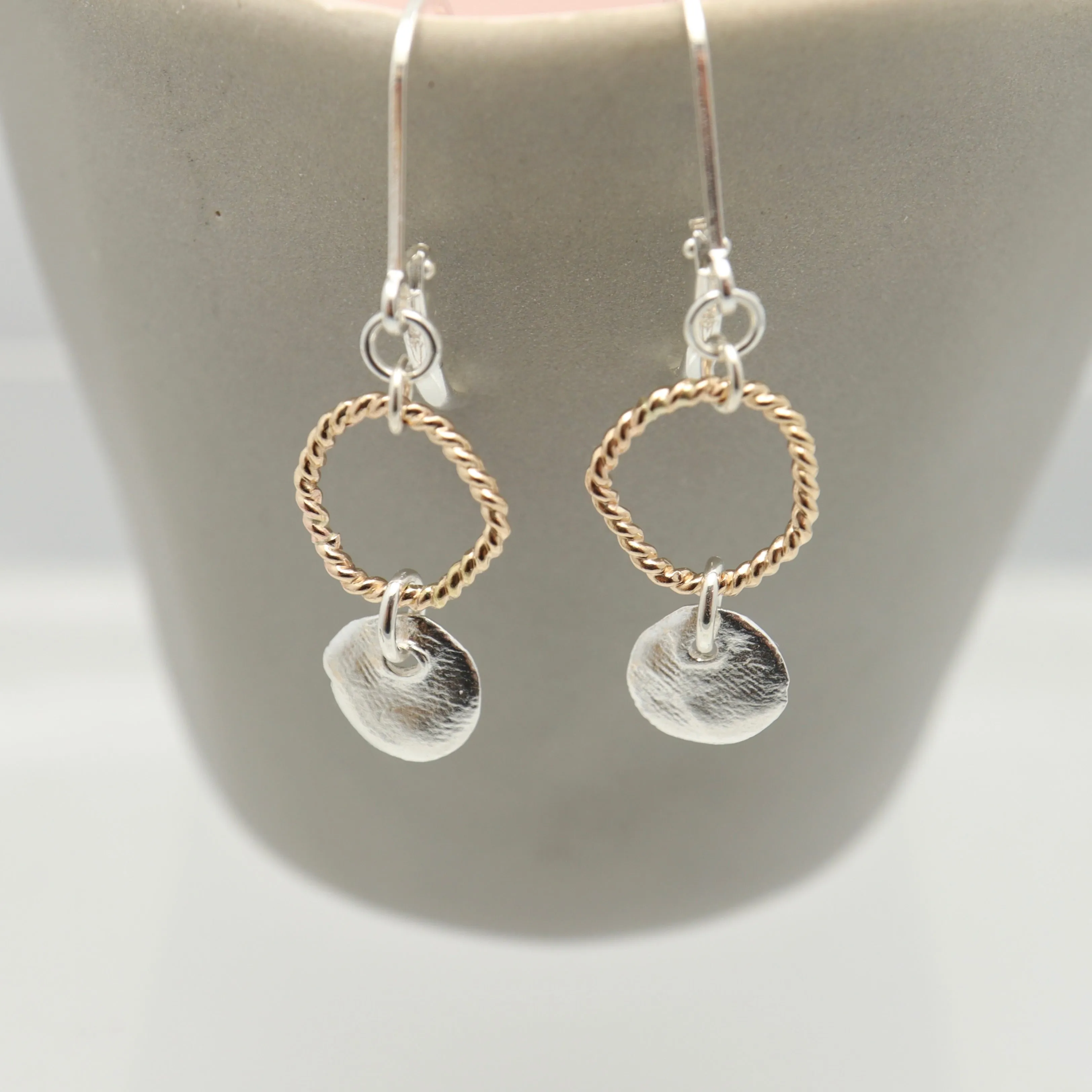 Halo Collection:  Gold Halo & Silver Medallion Earrings