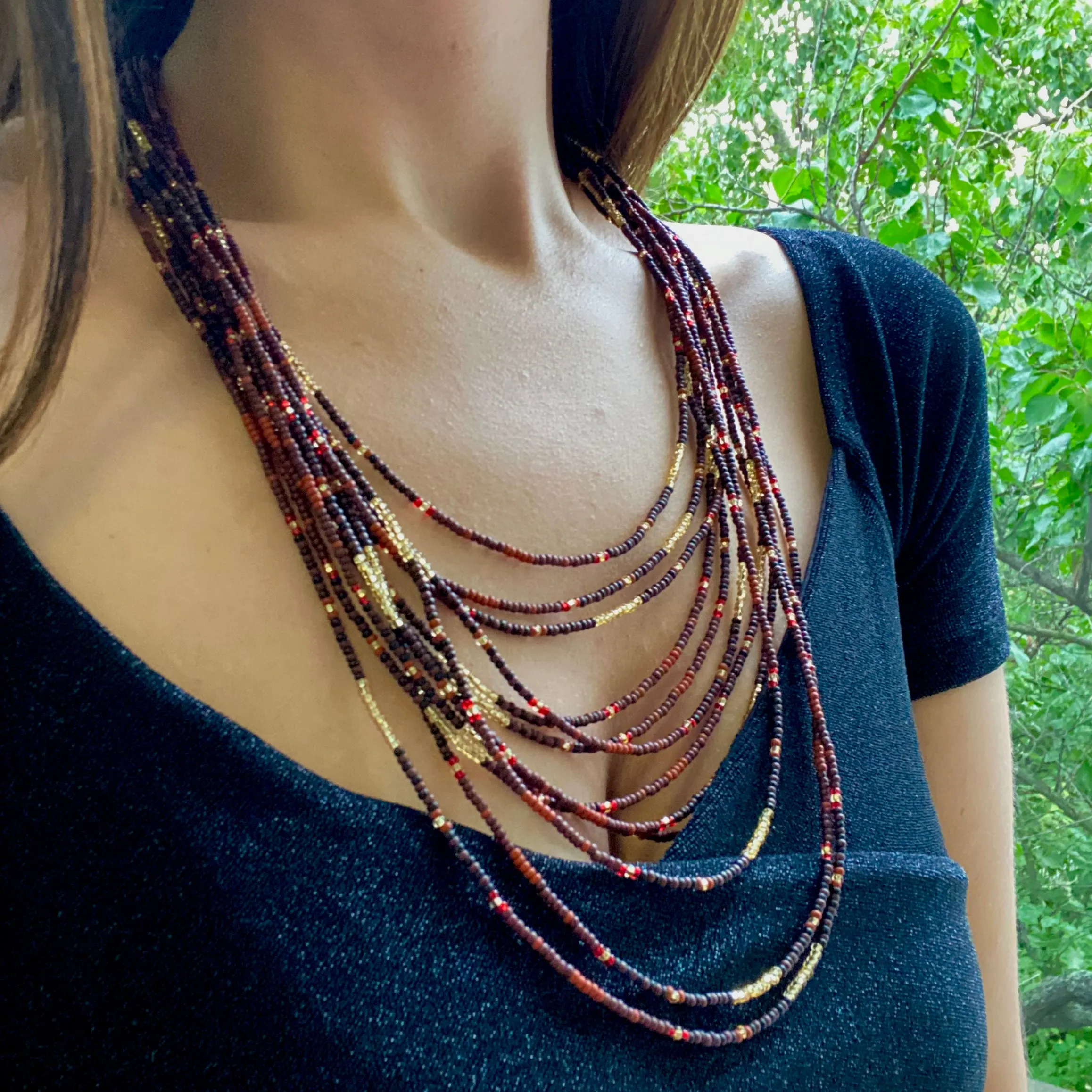 Handmade Long Wrap Layered Necklace for Women