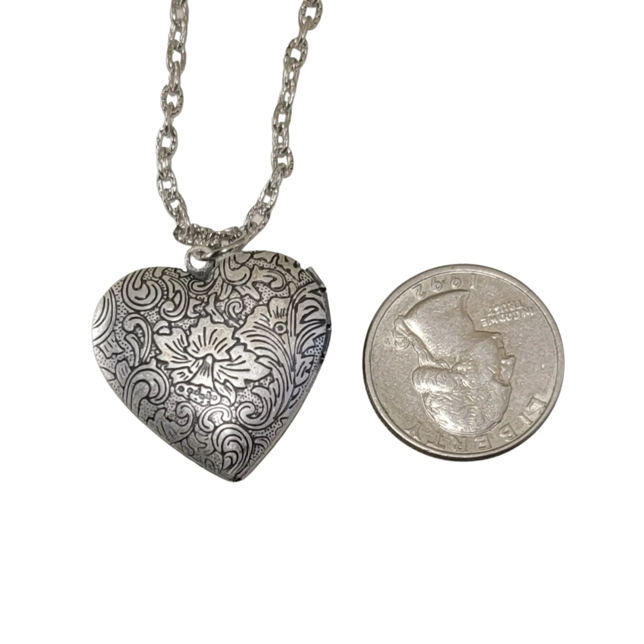 Handmade Oxidized Silver Ornate Heart Locket Necklace