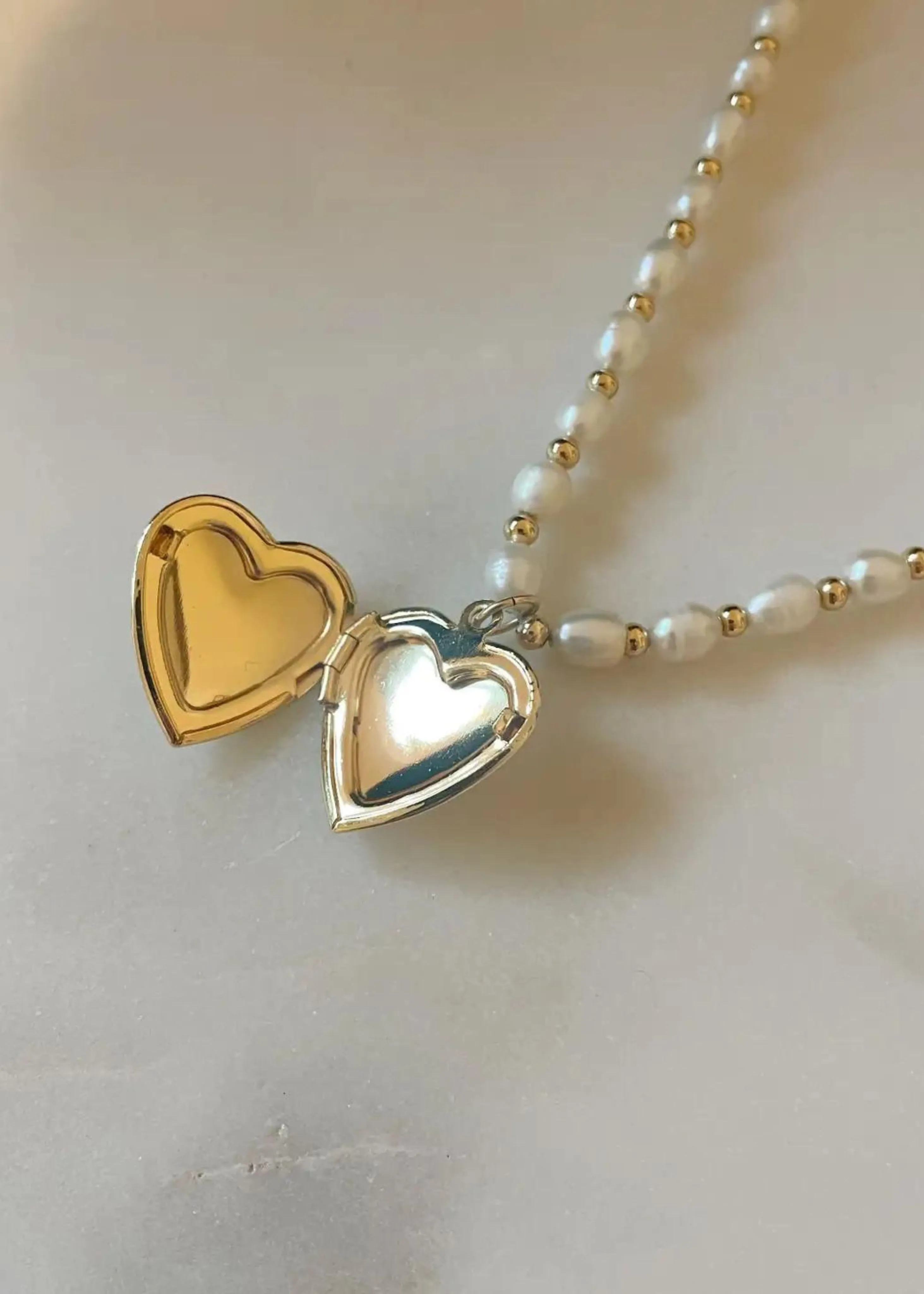 Heart of gold locket necklace