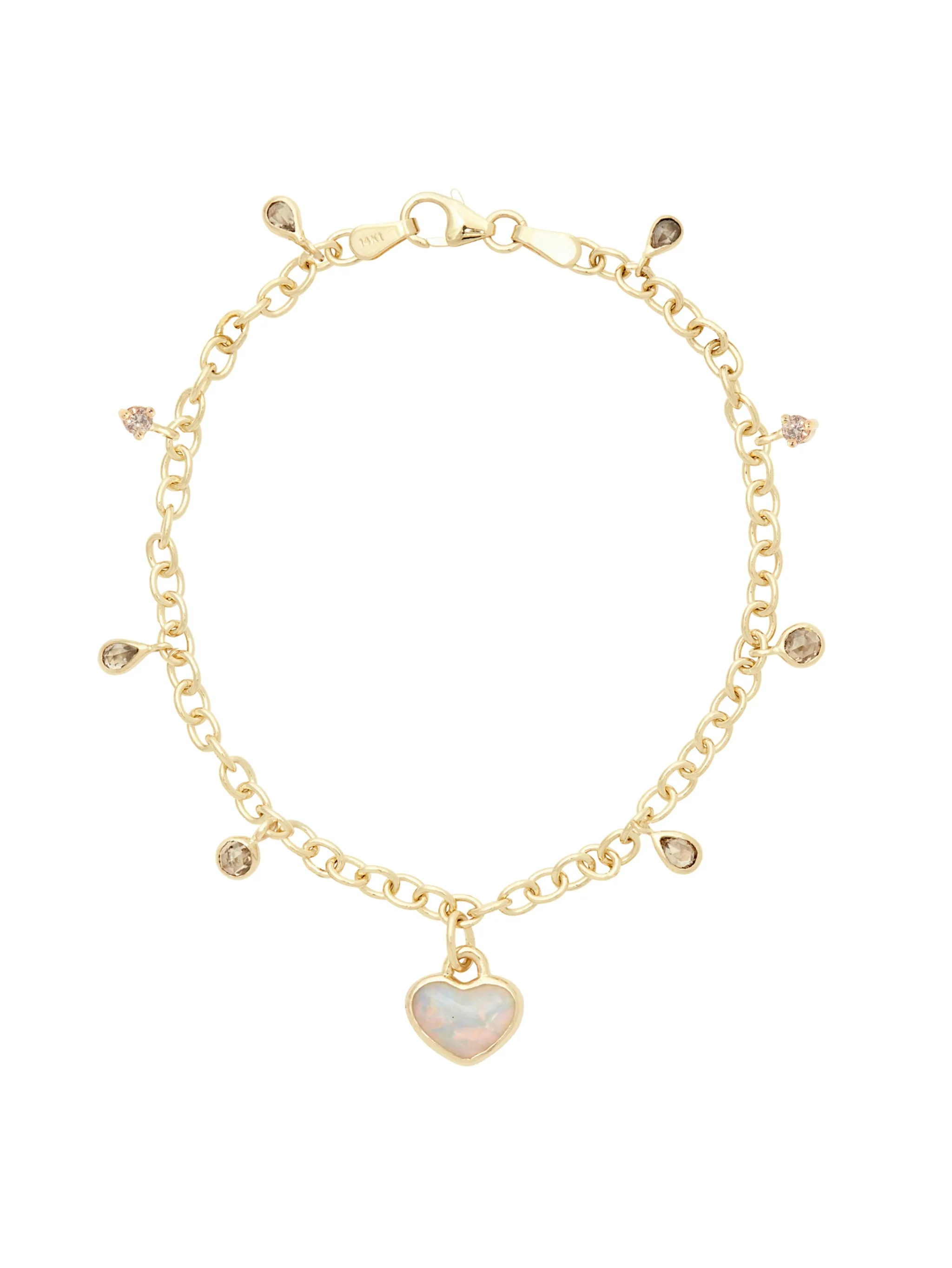 Heart Opal Charm Bracelet