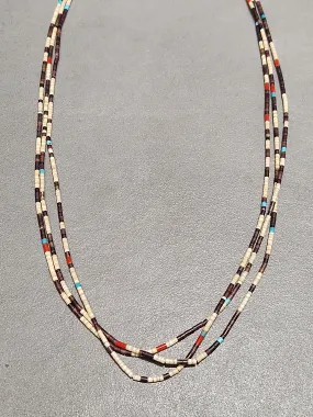 Heishi Coral Turquoise Kewa Necklace - Handmade Native American