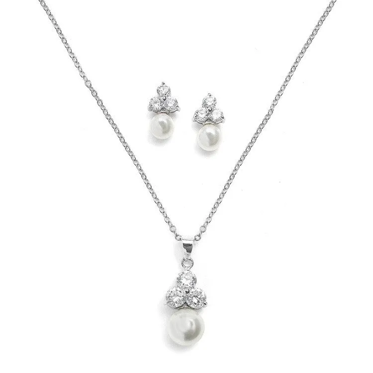 Helene Crystal and Pearl Necklace Set