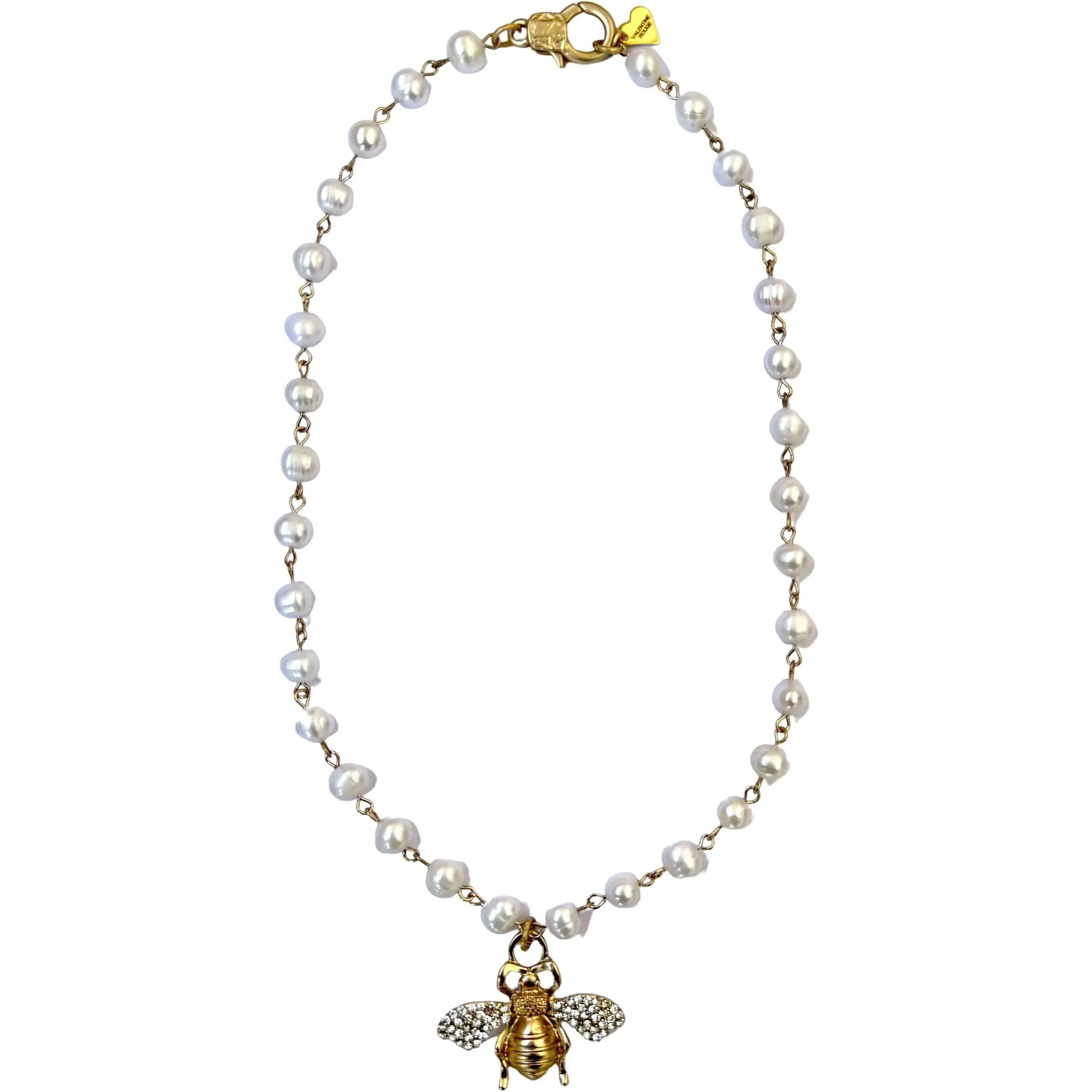 Honey Bee Pearl Necklace - Gold