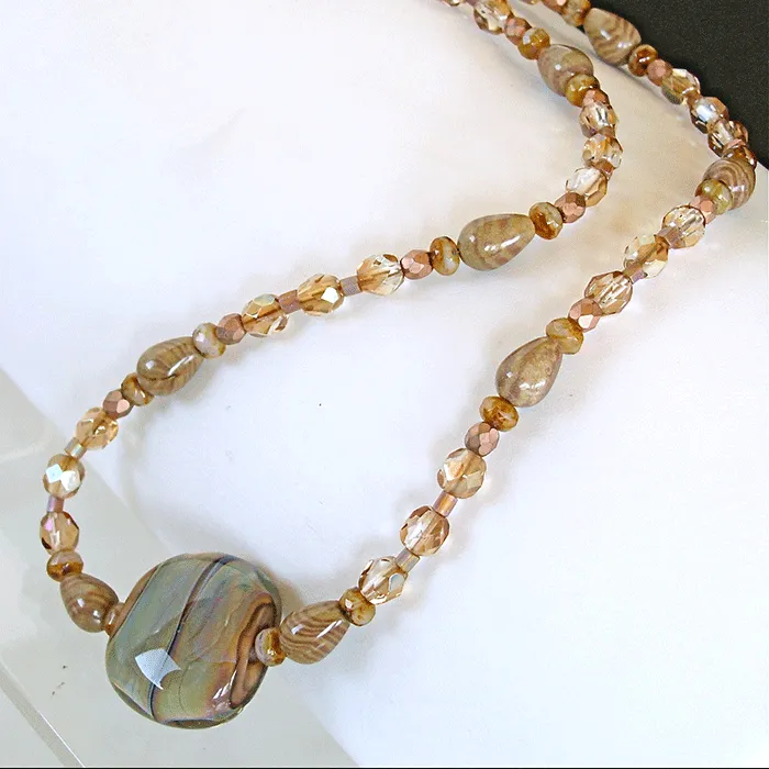 Hudson View: 20" Lampwork and Jasper Necklace and Earring Set