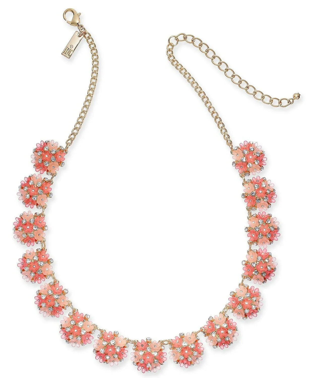 Inc Gold-Tone Pave Flower Strand Necklace, 17   3 Extender