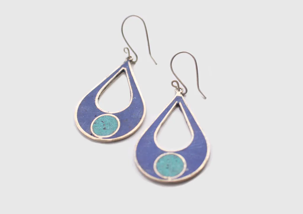 Inlaid Water Drop White Metal Earrings