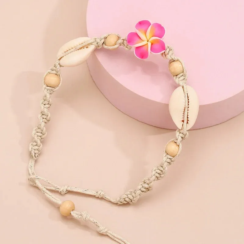 JC - Boho Sea Shell Flower Anklet for Women | Starfish & Conch Beach Bracelet | Barefoot Sandal Leg Chain Jewelry