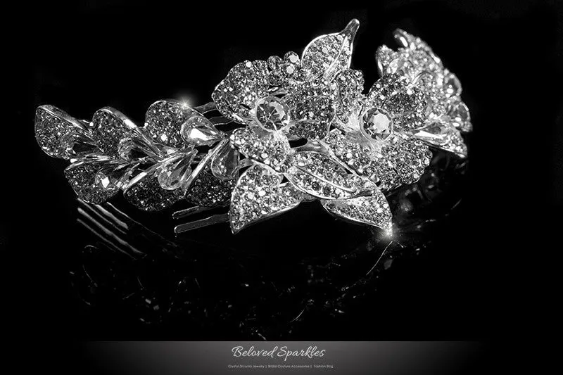 Jetta Delicate Floral Hair Comb | Crystal