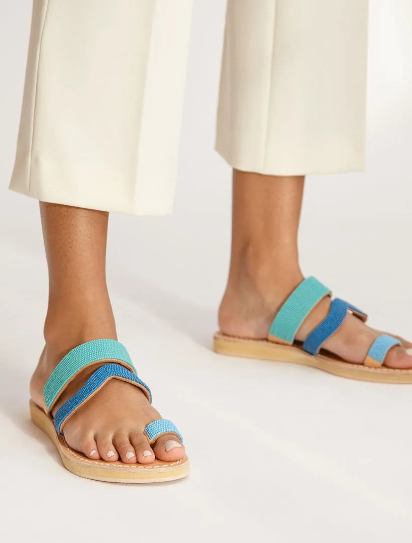 Kai Lp Leather Sandal Aqua