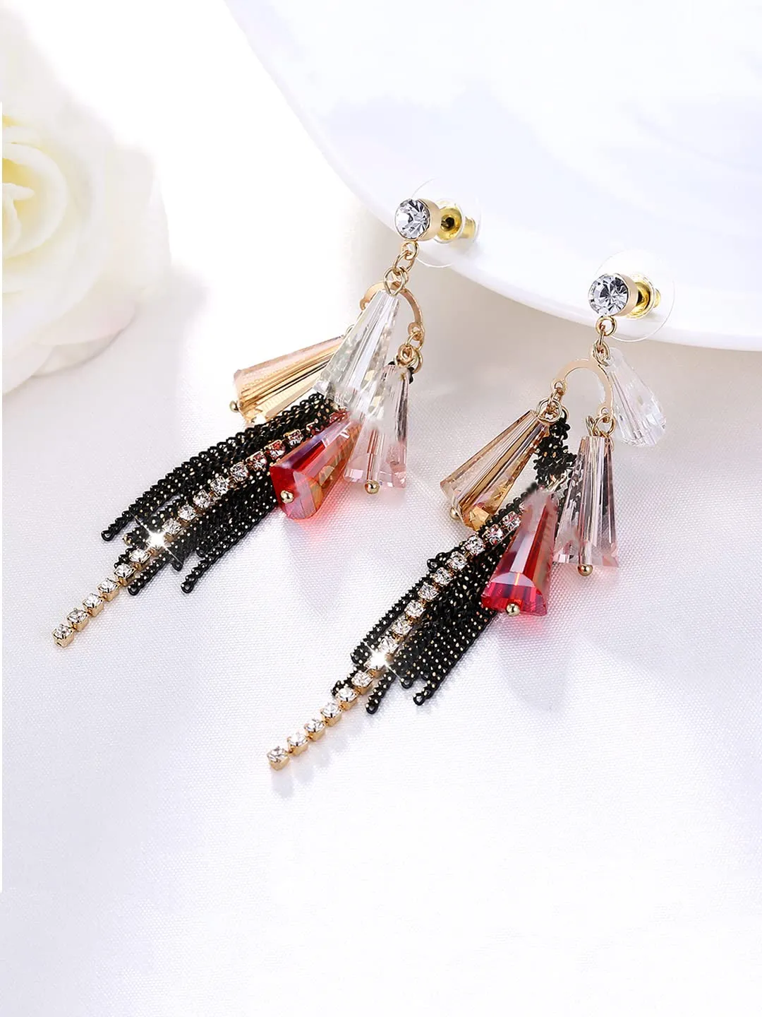 Kairangi Tassel Earrings for Women Crystal Fashion Tassels Earrings for Girls and Women