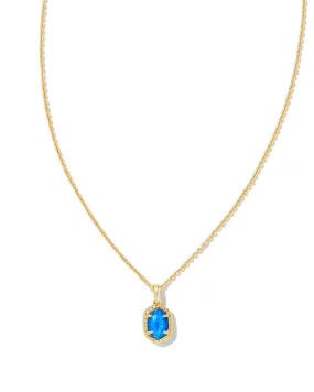 Kendra Scott Daphne Gold Framed Short Pendant Necklace in Bright Blue Kyocera Opal