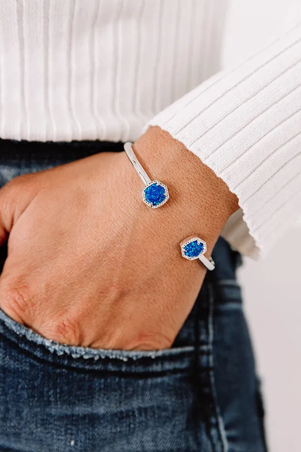 Kendra Scott Davie Silver Cuff Bracelet in Royal Blue Kyocera Opal